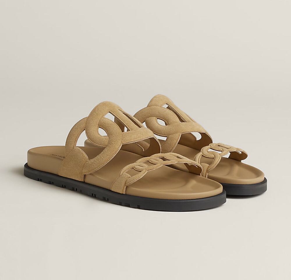 Hermès Extra Sandals Beige Albâtre Suede EU 38 Authentic w Dust Bag
